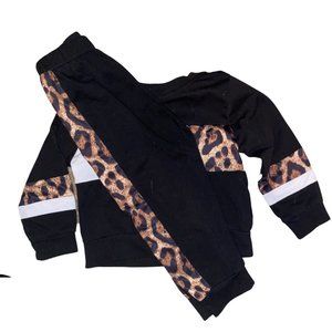 Black, White, & Cheetah Toddler Track Suit